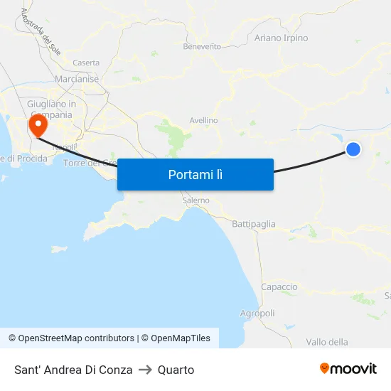 Sant' Andrea Di Conza to Quarto map