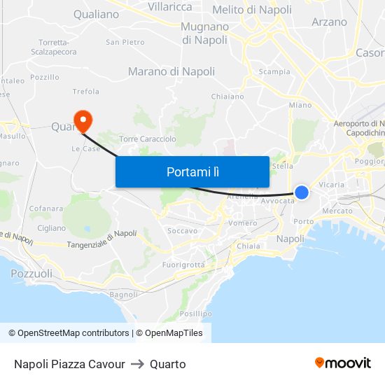 Napoli Piazza Cavour to Quarto map