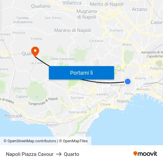 Napoli Piazza Cavour to Quarto map