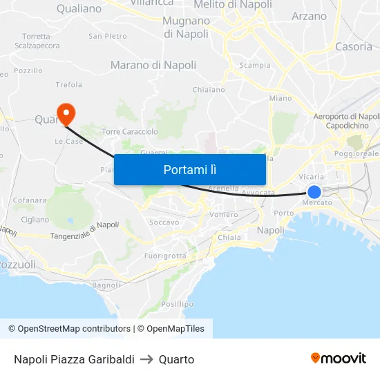 Napoli Piazza Garibaldi to Quarto map