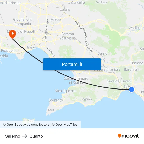 Salerno to Quarto map