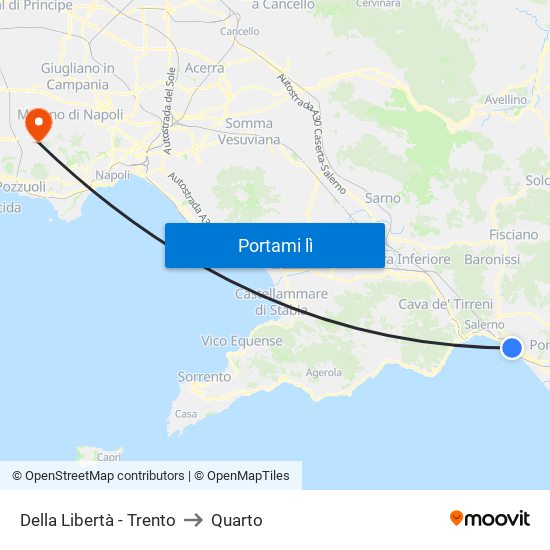 Della Libertà - Trento to Quarto map