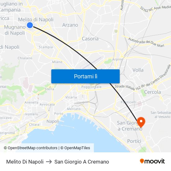 Melito Di Napoli to San Giorgio A Cremano map