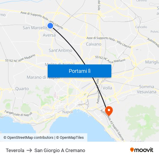 Teverola to San Giorgio A Cremano map