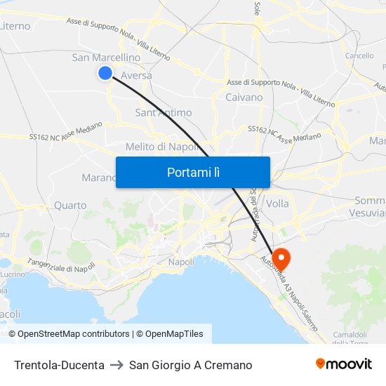 Trentola-Ducenta to San Giorgio A Cremano map