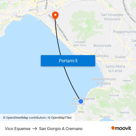 Vico Equense to San Giorgio A Cremano map