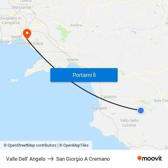 Valle Dell' Angelo to San Giorgio A Cremano map