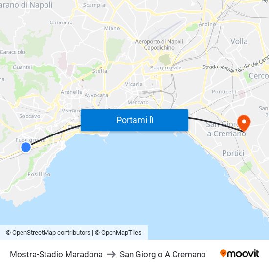 Mostra-Stadio Maradona to San Giorgio A Cremano map