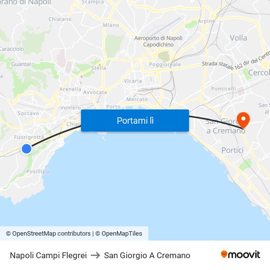 Napoli Campi Flegrei to San Giorgio A Cremano map