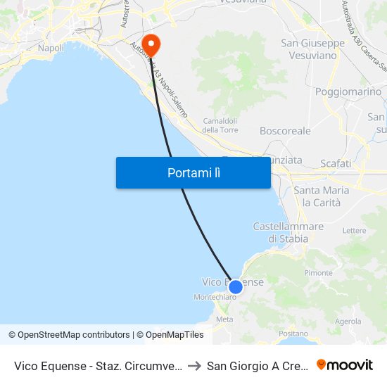 Vico Equense - Staz. Circumvesuviana to San Giorgio A Cremano map