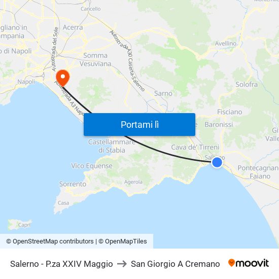 Salerno - P.za XXIV Maggio to San Giorgio A Cremano map