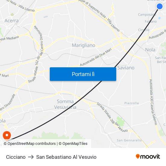 Cicciano to San Sebastiano Al Vesuvio map