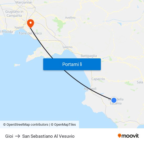 Gioi to San Sebastiano Al Vesuvio map