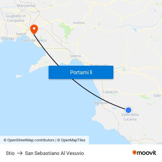 Stio to San Sebastiano Al Vesuvio map