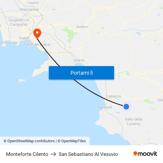 Monteforte Cilento to San Sebastiano Al Vesuvio map