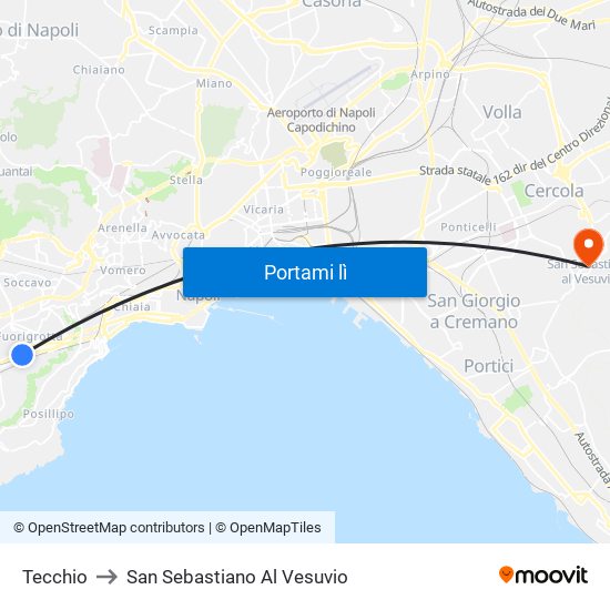 Tecchio to San Sebastiano Al Vesuvio map