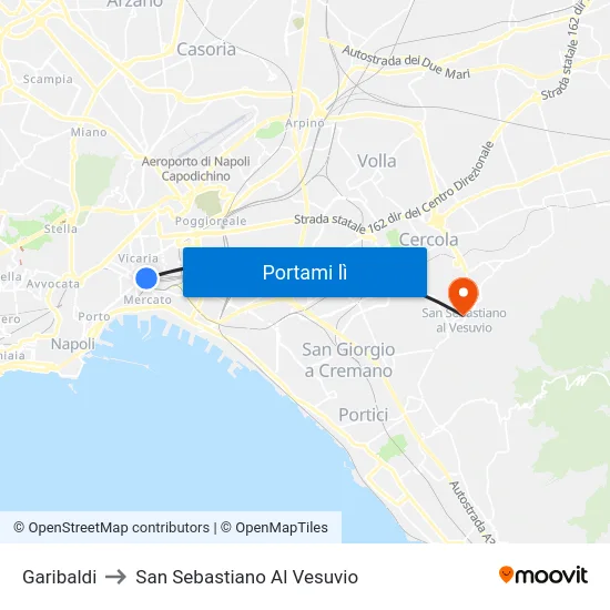 Garibaldi to San Sebastiano Al Vesuvio map