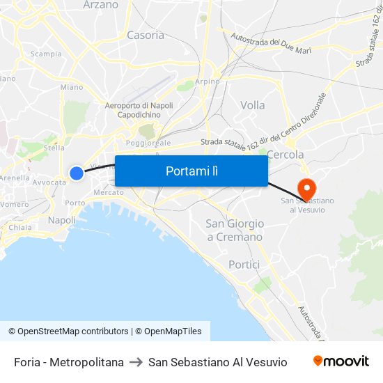 Foria - Metropolitana to San Sebastiano Al Vesuvio map