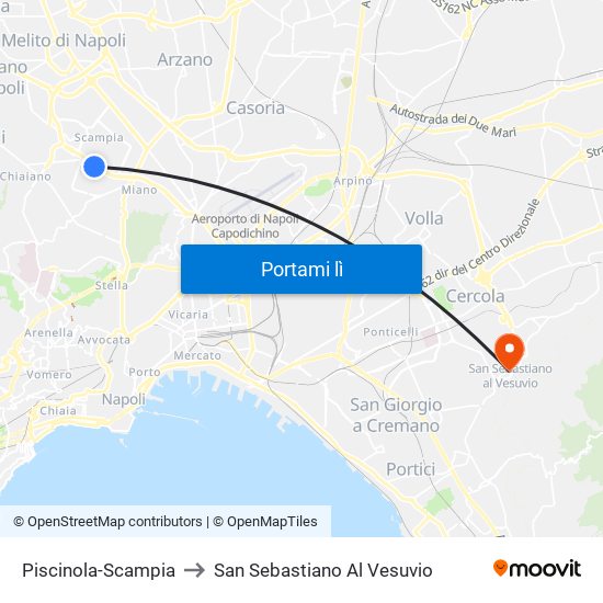 Piscinola-Scampia to San Sebastiano Al Vesuvio map