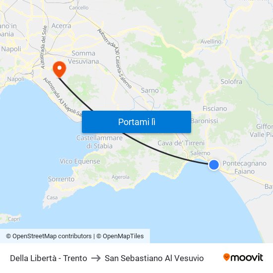 Della Libertà - Trento to San Sebastiano Al Vesuvio map