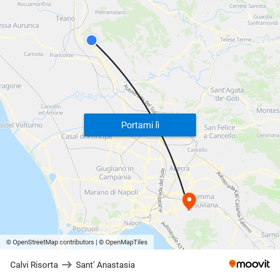 Calvi Risorta to Sant' Anastasia map