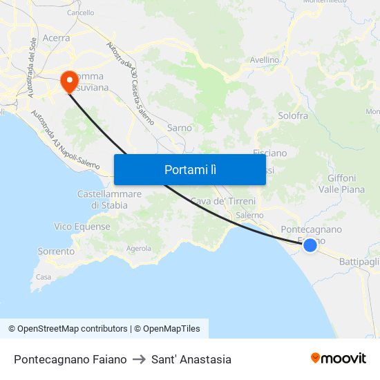 Pontecagnano Faiano to Sant' Anastasia map