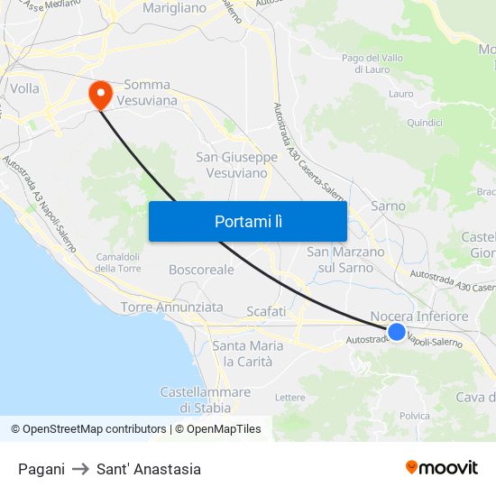 Pagani to Sant' Anastasia map
