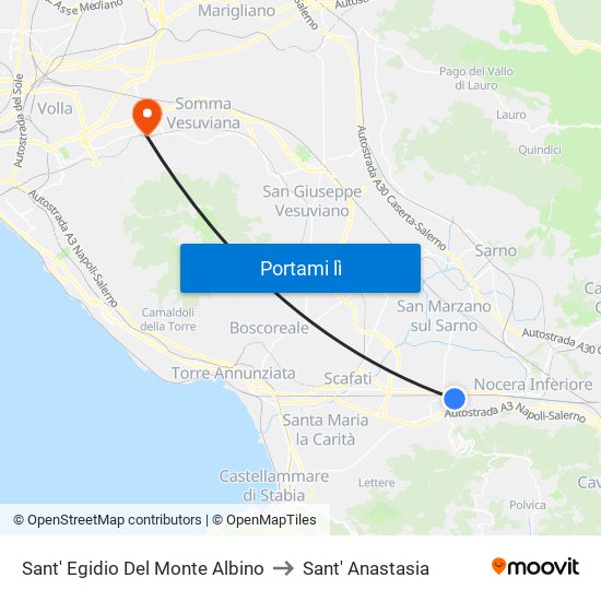 Sant' Egidio Del Monte Albino to Sant' Anastasia map