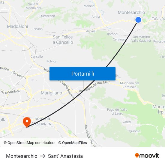 Montesarchio to Sant' Anastasia map