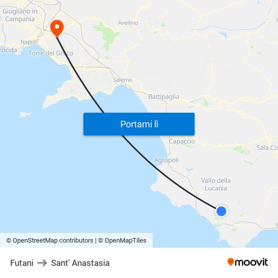 Futani to Sant' Anastasia map