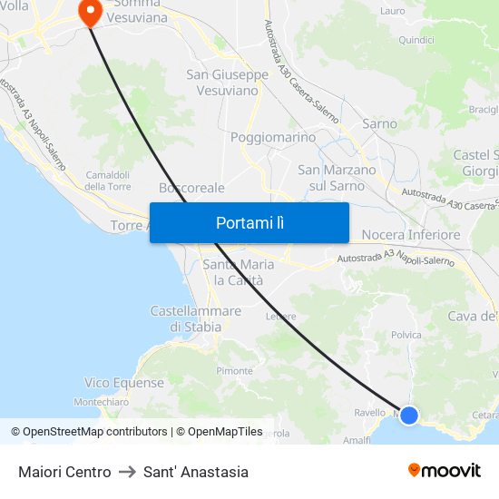 Maiori Centro to Sant' Anastasia map