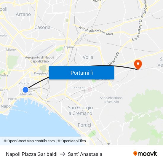 Napoli Piazza Garibaldi to Sant' Anastasia map