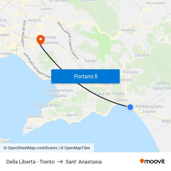Della Libertà - Trento to Sant' Anastasia map