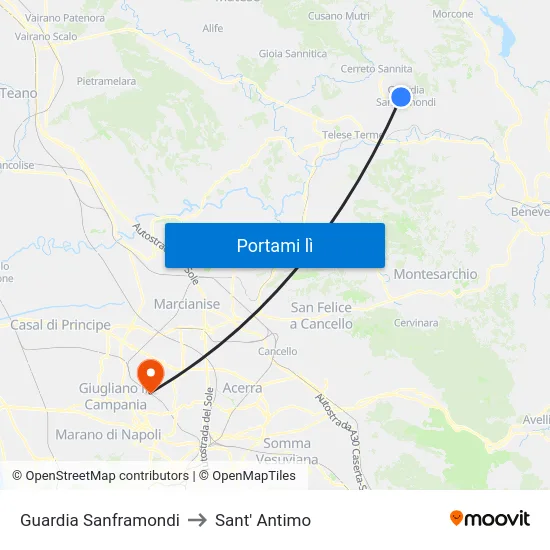 Guardia Sanframondi to Sant' Antimo map