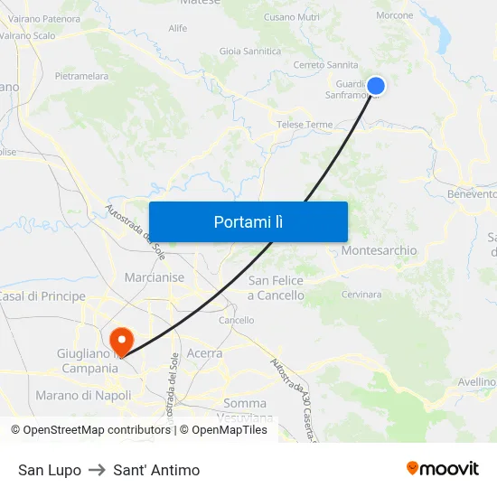 San Lupo to Sant' Antimo map