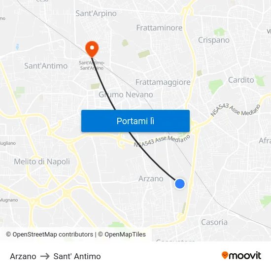 Arzano to Sant' Antimo map
