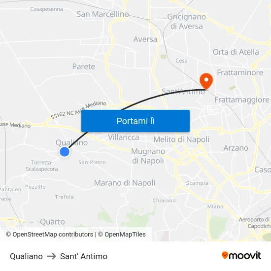 Qualiano to Sant' Antimo map