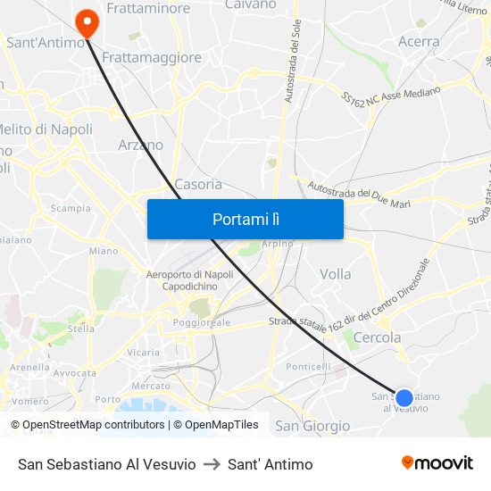 San Sebastiano Al Vesuvio to Sant' Antimo map