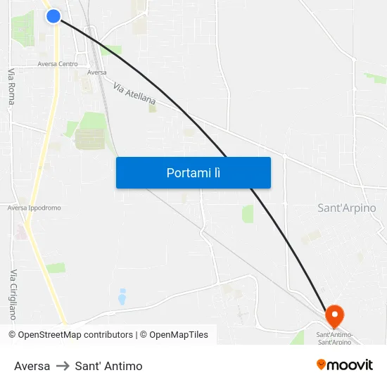 Aversa to Sant' Antimo map