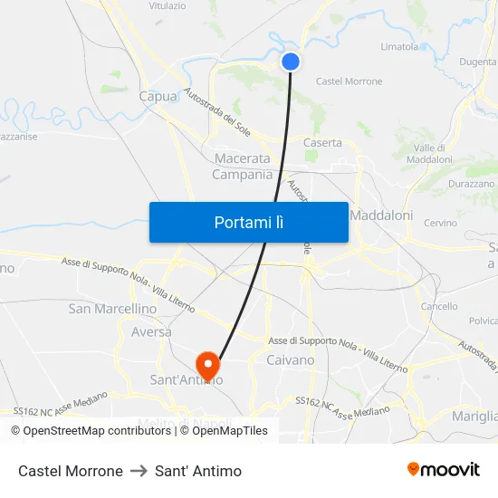 Castel Morrone to Sant' Antimo map
