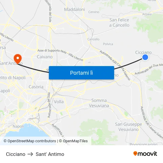 Cicciano to Sant' Antimo map