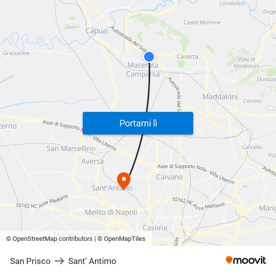 San Prisco to Sant' Antimo map