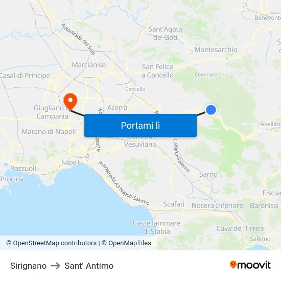 Sirignano to Sant' Antimo map