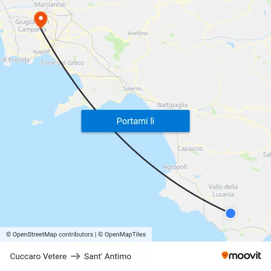 Cuccaro Vetere to Sant' Antimo map