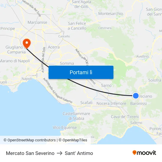 Mercato San Severino to Sant' Antimo map