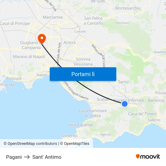 Pagani to Sant' Antimo map