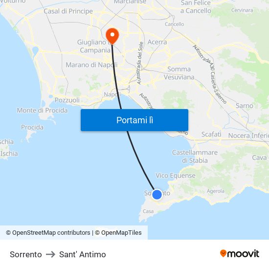 Sorrento to Sant' Antimo map