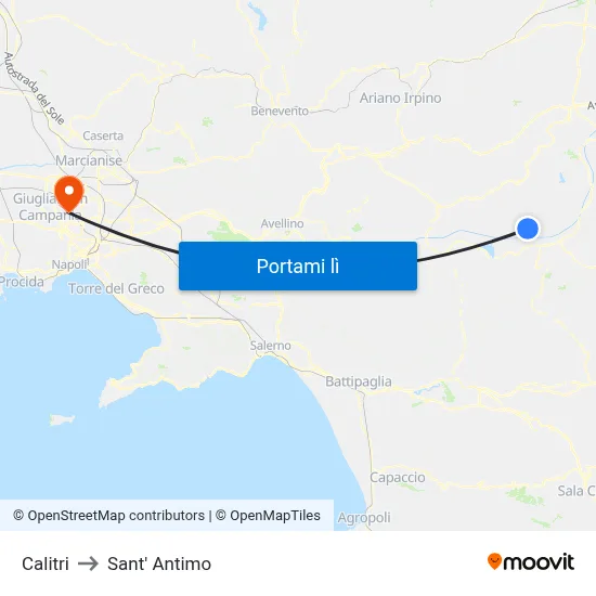 Calitri to Sant' Antimo map