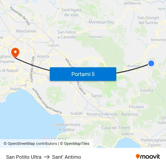 San Potito Ultra to Sant' Antimo map