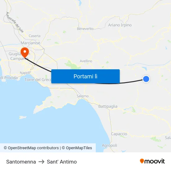 Santomenna to Sant' Antimo map